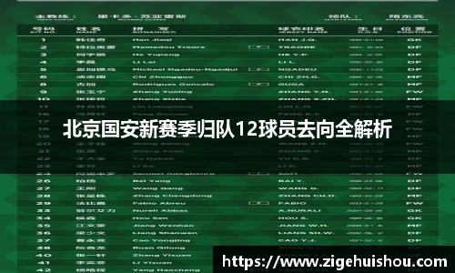 北京国安新赛季归队12球员去向全解析